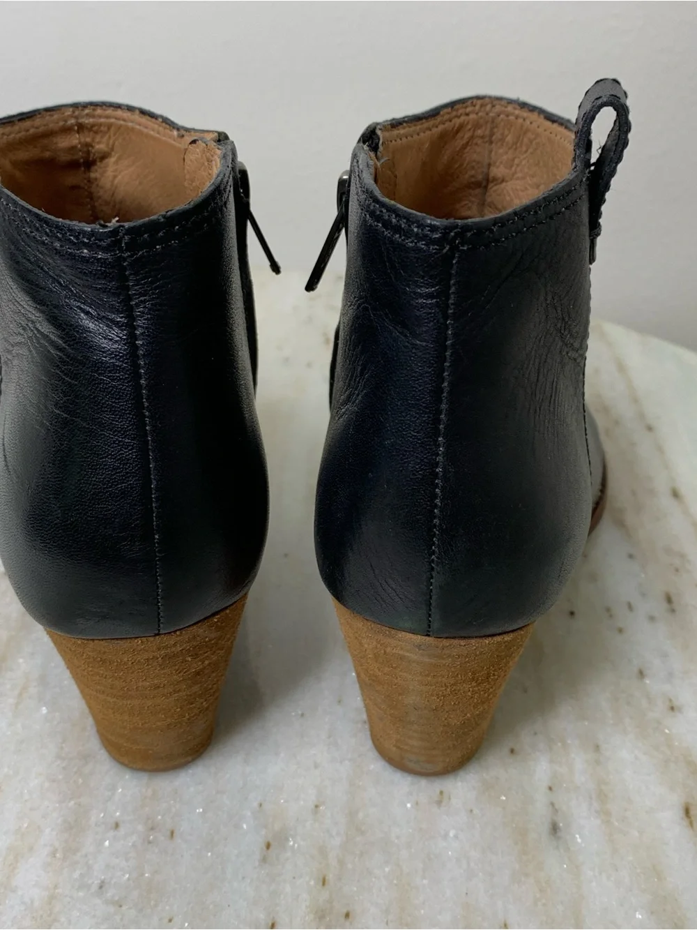 Madewell boot ankle “The Billie” black Leather style f5044 Stacked Sole - Picture 4 of 11